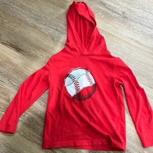 NWOT jumping beans 5 red baseball long sleeve hooded shirt